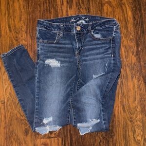 American Eagle Super Stretch Distressed Jogging Jeans, Size 8